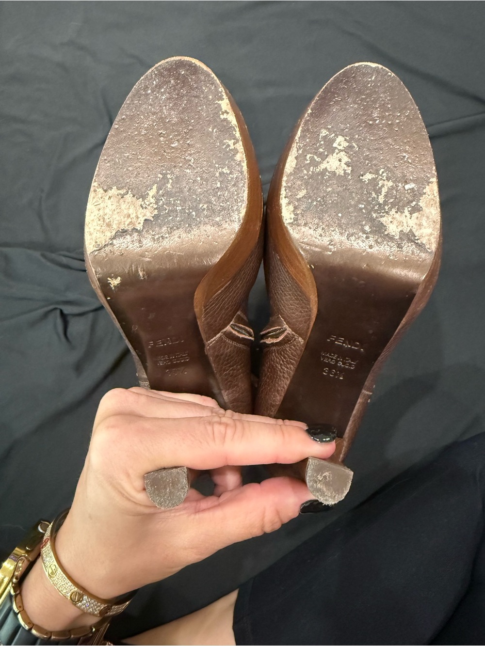 Fendi Brown Pebbled Leather Platform Ankle Boots | EU 36.5 | Made in Italy - Picture 7 of 7